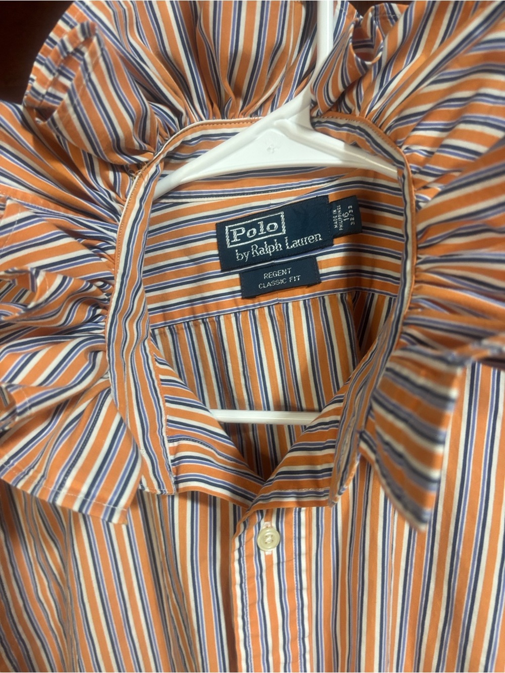 Upcycled Ralph Lauren Orange/Blue/White Stripe Shirt